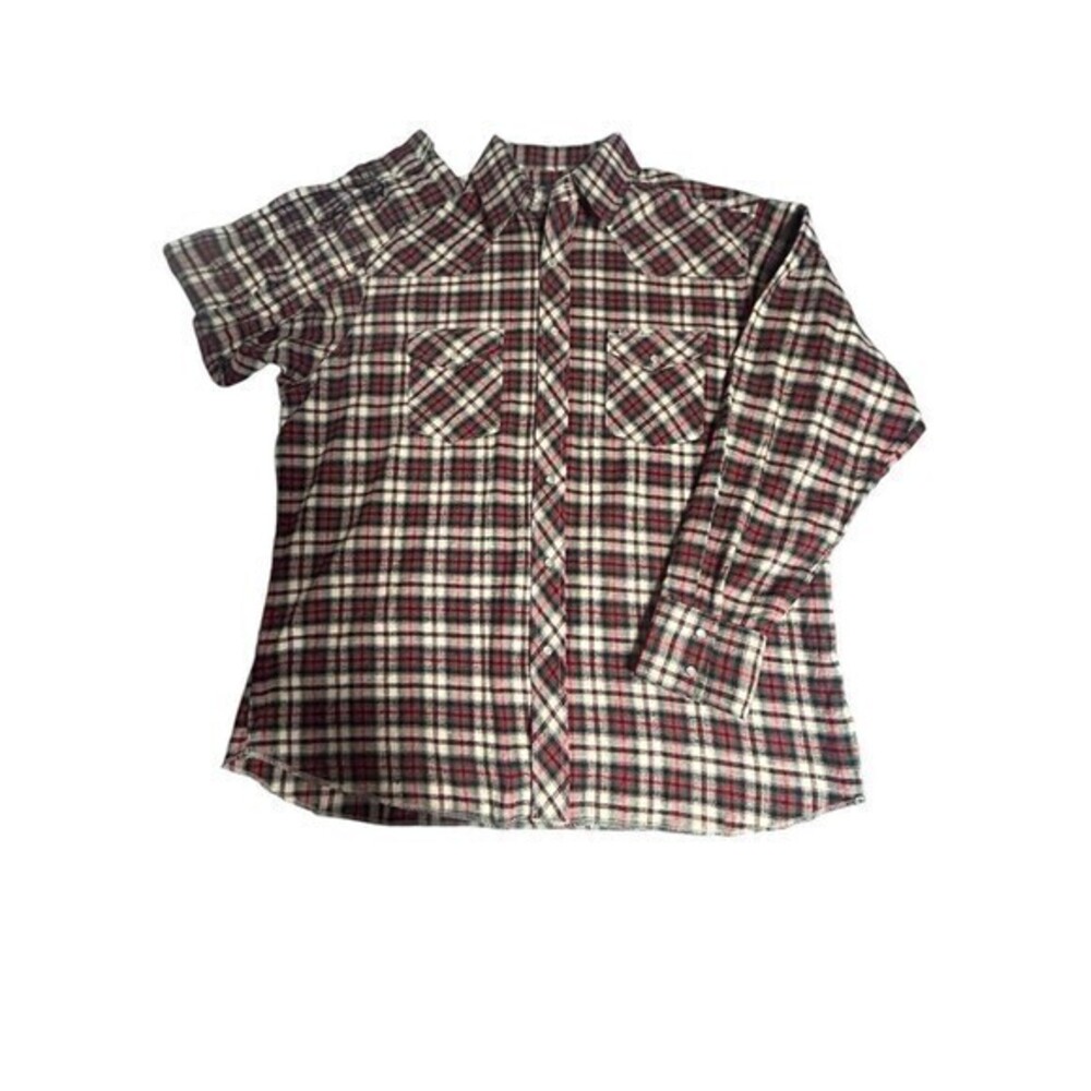 WRANGLER‎ Men's Premium Quality Flannel White Pearl Snaps Holiday Colors Casual